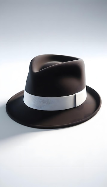 a black hat with a white band on it