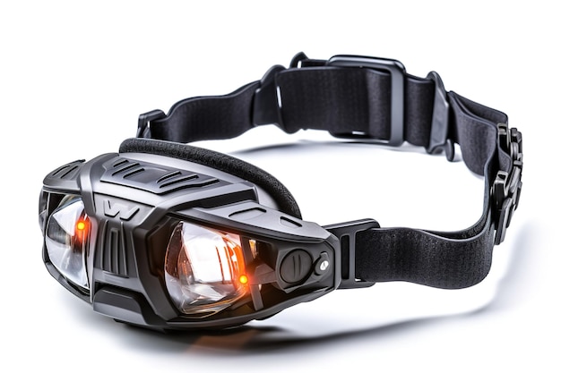 A Black Headlamp With An Adjustable Strap Ready for Any Adventure on White or PNG Transparent Background