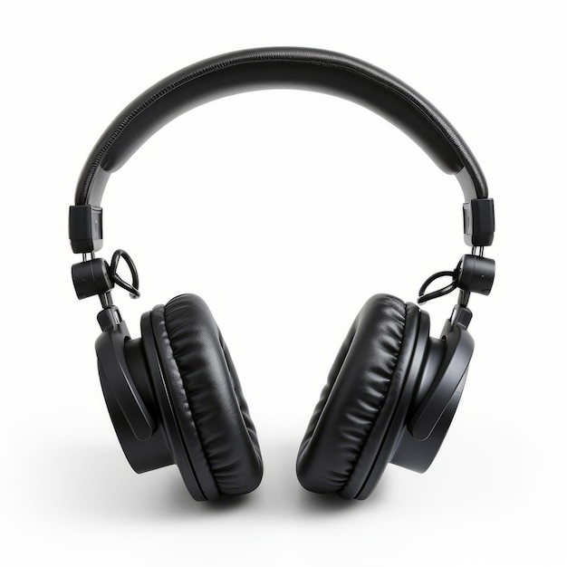 Black Headphones Isolated On White Background Precisionist Art Style