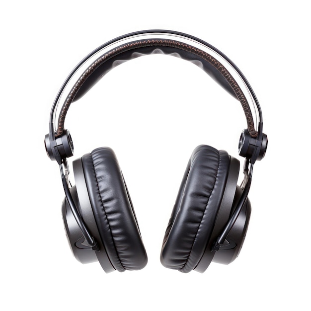 Black headphones isolated on white background