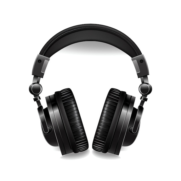 a black headphones on a white background