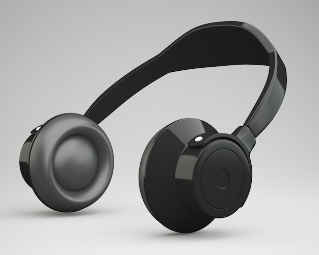 Black headsets on grey background