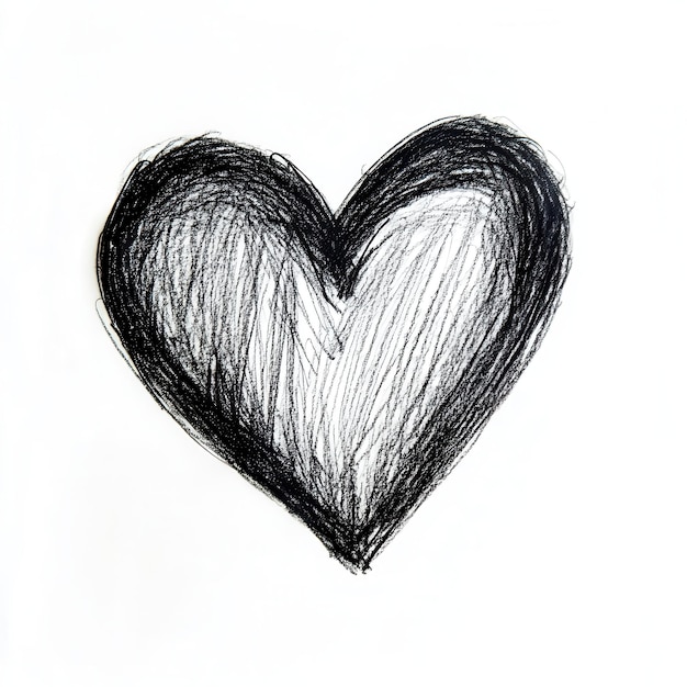 a black heart drawn on a white paper