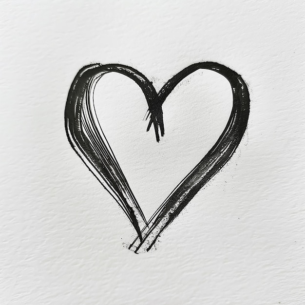 Photo a black heart with a black line drawn on it