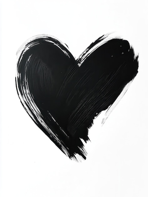 Photo a black heart with a white background that says love