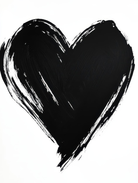 Photo a black heart with a white line drawn on it