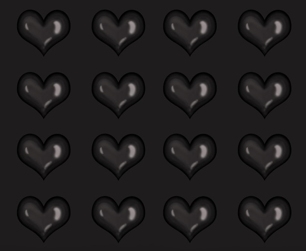 black hearts seamless pattern