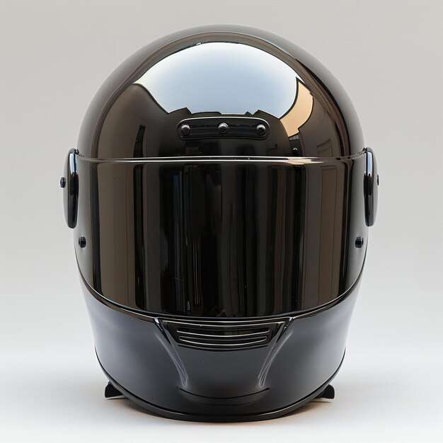 Photo a black helmet with a black helmet on it sits on a white surface