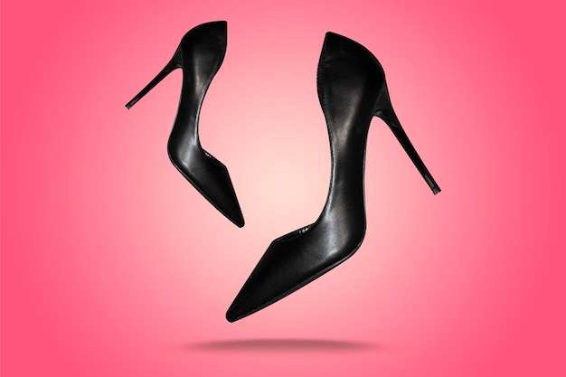 Black high heel footwear fashion female style isolated on background