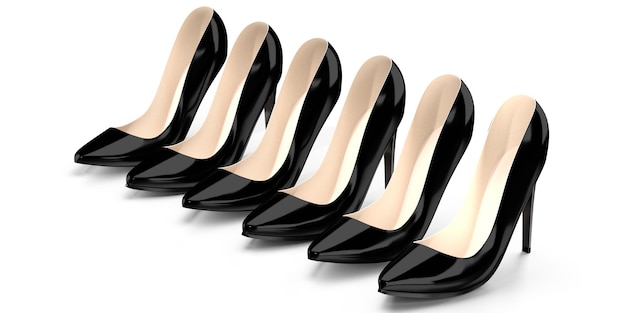 Black high heel shoes isolated on white background