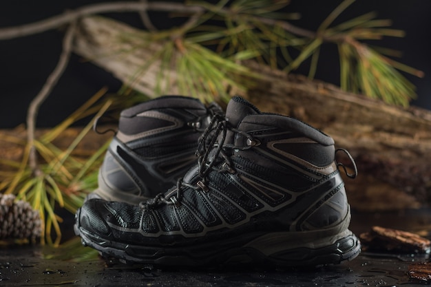 Black hiking boots