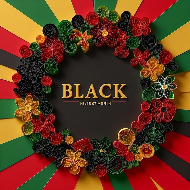 Photo black history month paper quilling illustration on a black history month background template