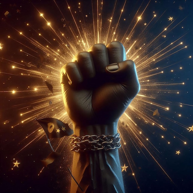 Photo black history month poster with a black hand fist