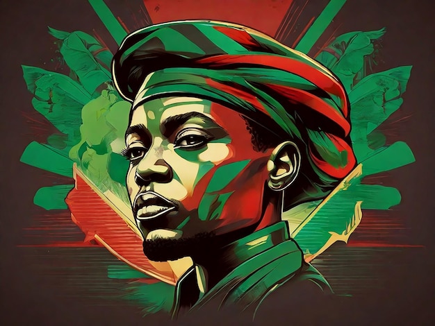 Black History Month vector black green and red coloring sketch