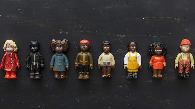 Photo black history toys on black background