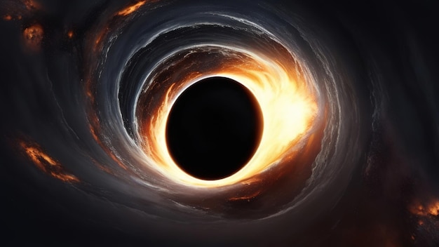 A black hole in a black hole with a fire in the center