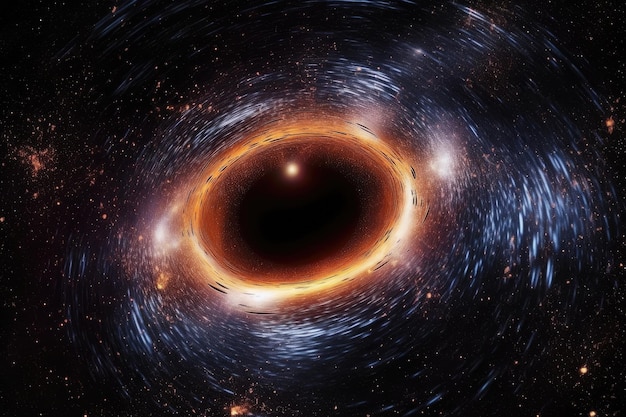 Black hole illustration in outer space Supermassive singularity Generative AI