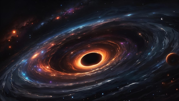 Black hole in the space with beautiful artwork design wallpaper generated by AI