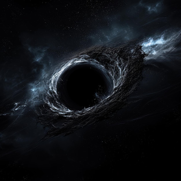 Photo black hole in space with natural looking fiction and fantasy graphics astronomy science graphics