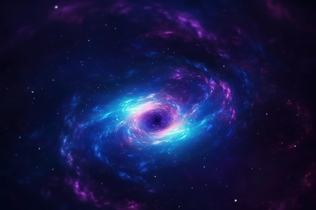 A black hole in the space with purple and blue colors