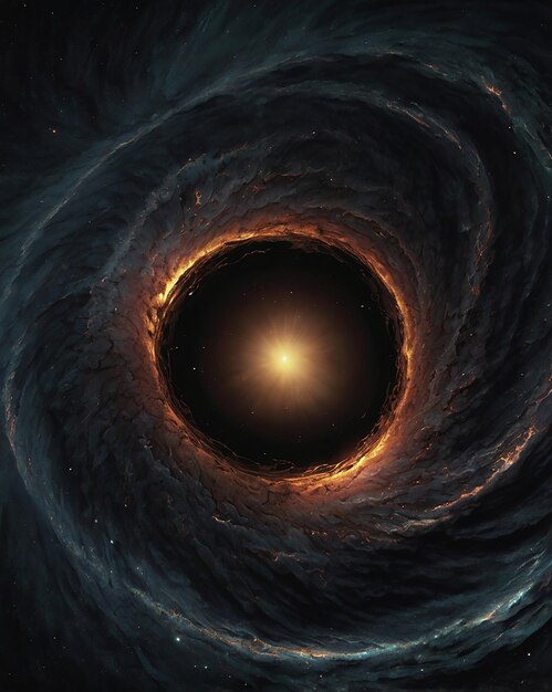 Photo a black hole with a light on it and a large star in the center