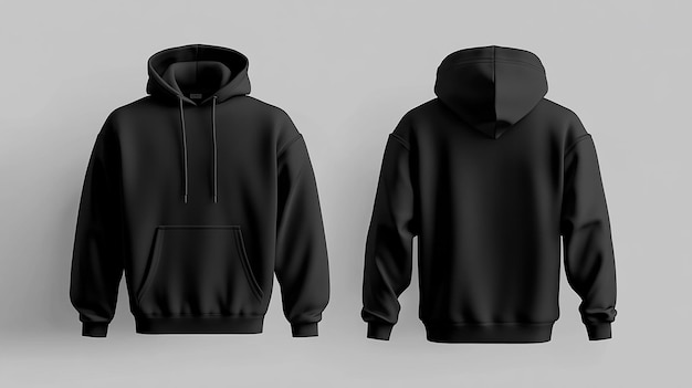 Black Hoodie Front and Back Mockup