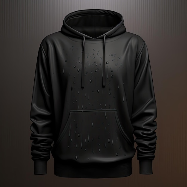 Black hoodie isolated on a black background 3d rendering