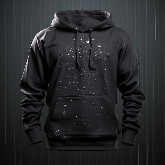 Black hoodie isolated black background 3d rendering