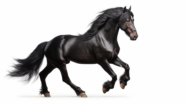 Black Horse Running in Front View Isolated