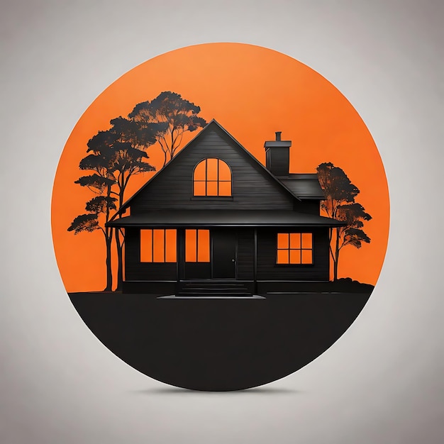 Black House silhouette in a circle