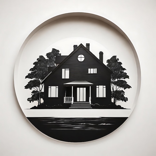 Black House silhouette in a circle