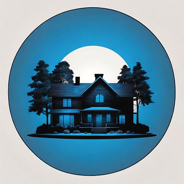 Black House silhouette in a circle