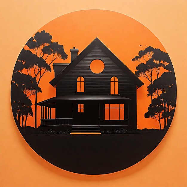 Black House silhouette in a circle