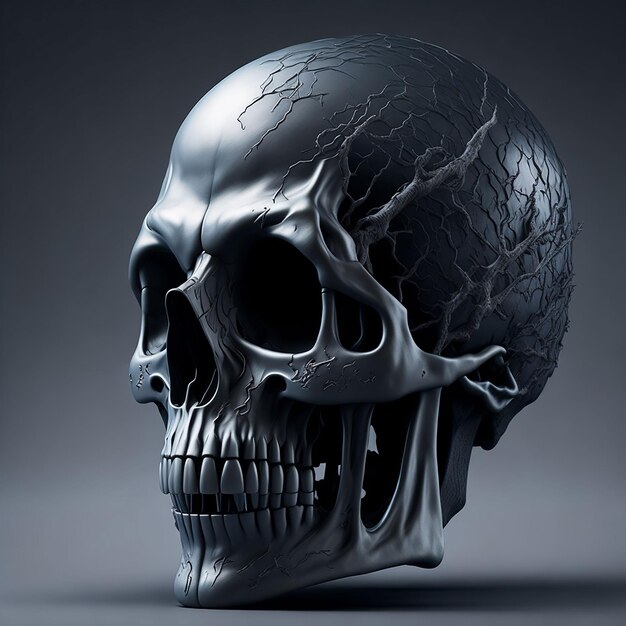 Black human skull illustration