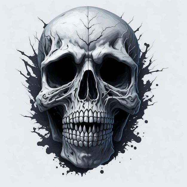 Black human skull illustration