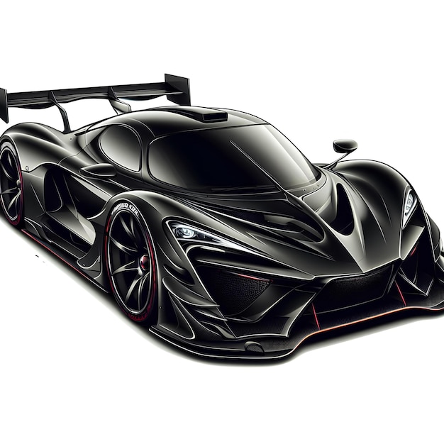 black hypercar in cartoon style white background