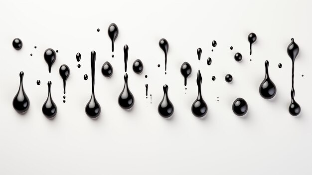 Photo black ink drops dripping on white background minimalist abstract image texture pattern wallpape