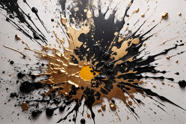 Black Ink Splash Texture Background Black and Gold Ink Splash Texture Background Paint Splash Texture Background AI Generative