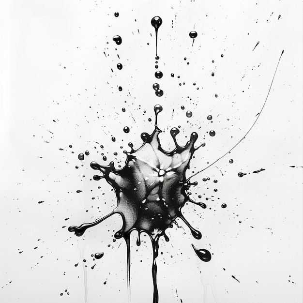 Photo black ink splash on white