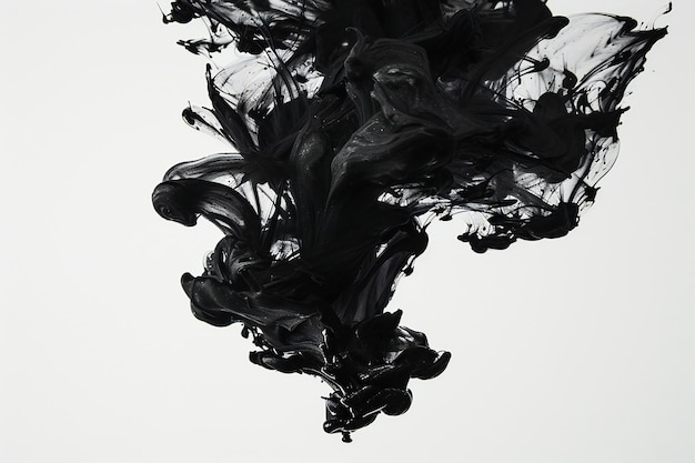 Black ink in water isolated on white background Ink swirling in water