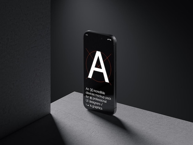 a black iphone with a white letter a on the screen