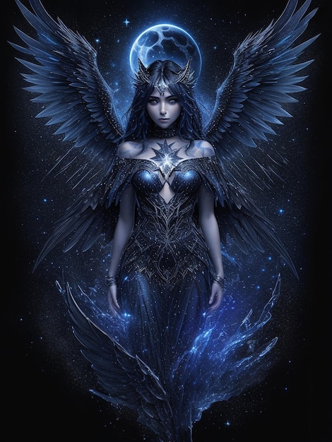 Black is the blueblack of the night with the beautiful mysterious fairy