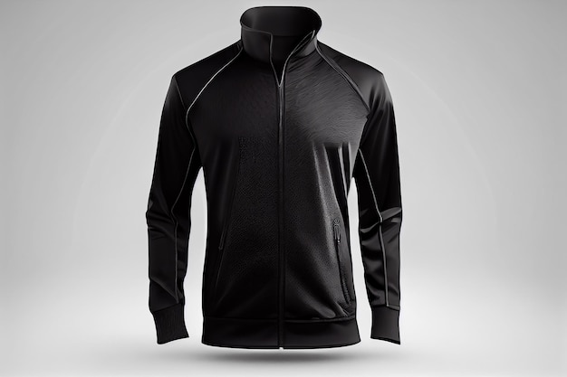 Black Jacket front view Training black sport wind proof jacket on white background