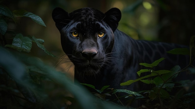 A black jaguar in the dark