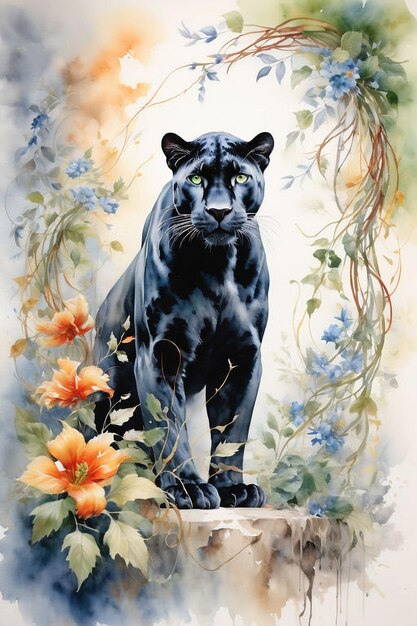 a black jaguar is standing in the grass