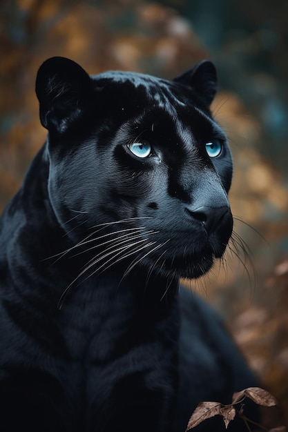 A black jaguar with blue eyes