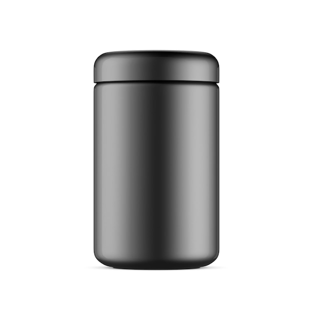 Black Jar package Mockup isolated on white. 3d rendering