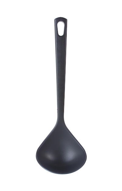 Black kitchen ladle isolated on white