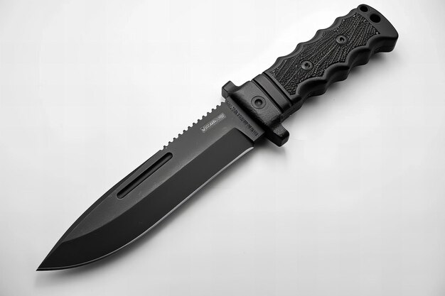 Photo a black knife with a black handle and a black handle