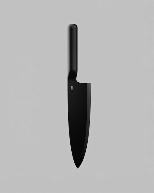 Photo a black knife with a black handle and a white background